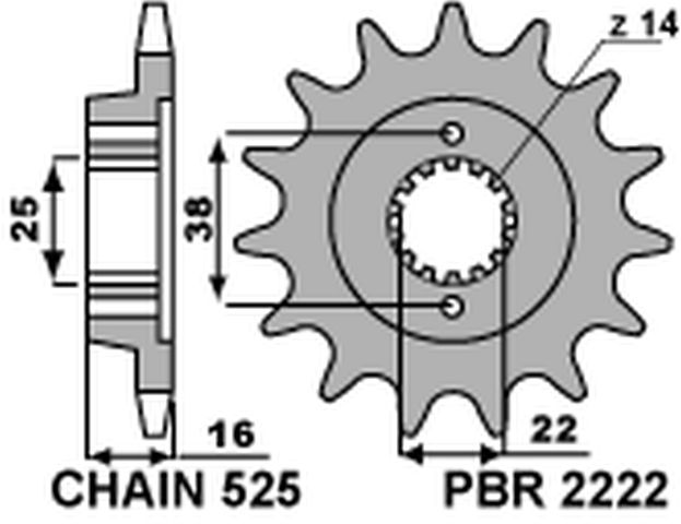 Sprocket front PBR 2222 14 18NC